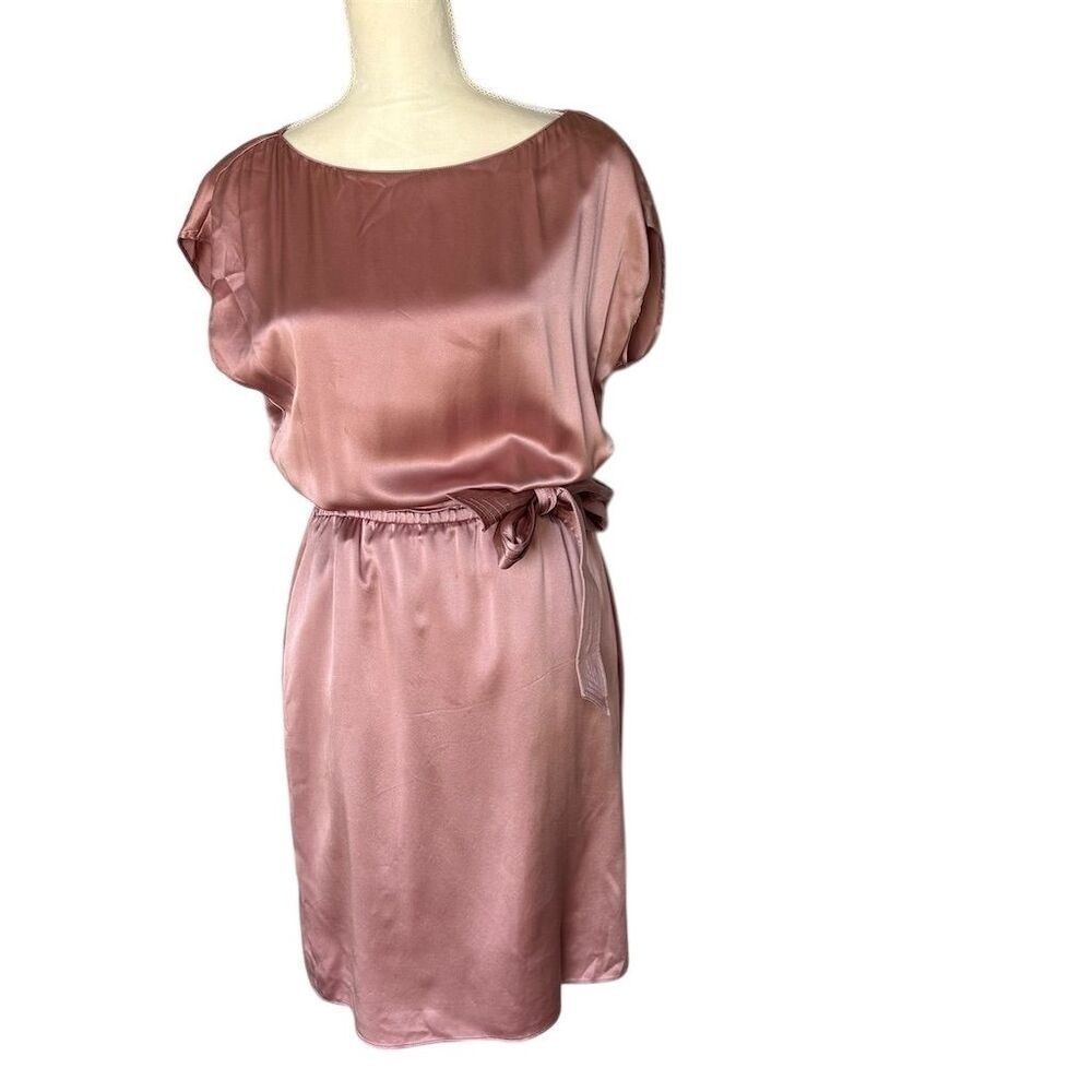 Worth New York Pink Silk A-line Dress S Knee Length Sleeve Party Cocktail